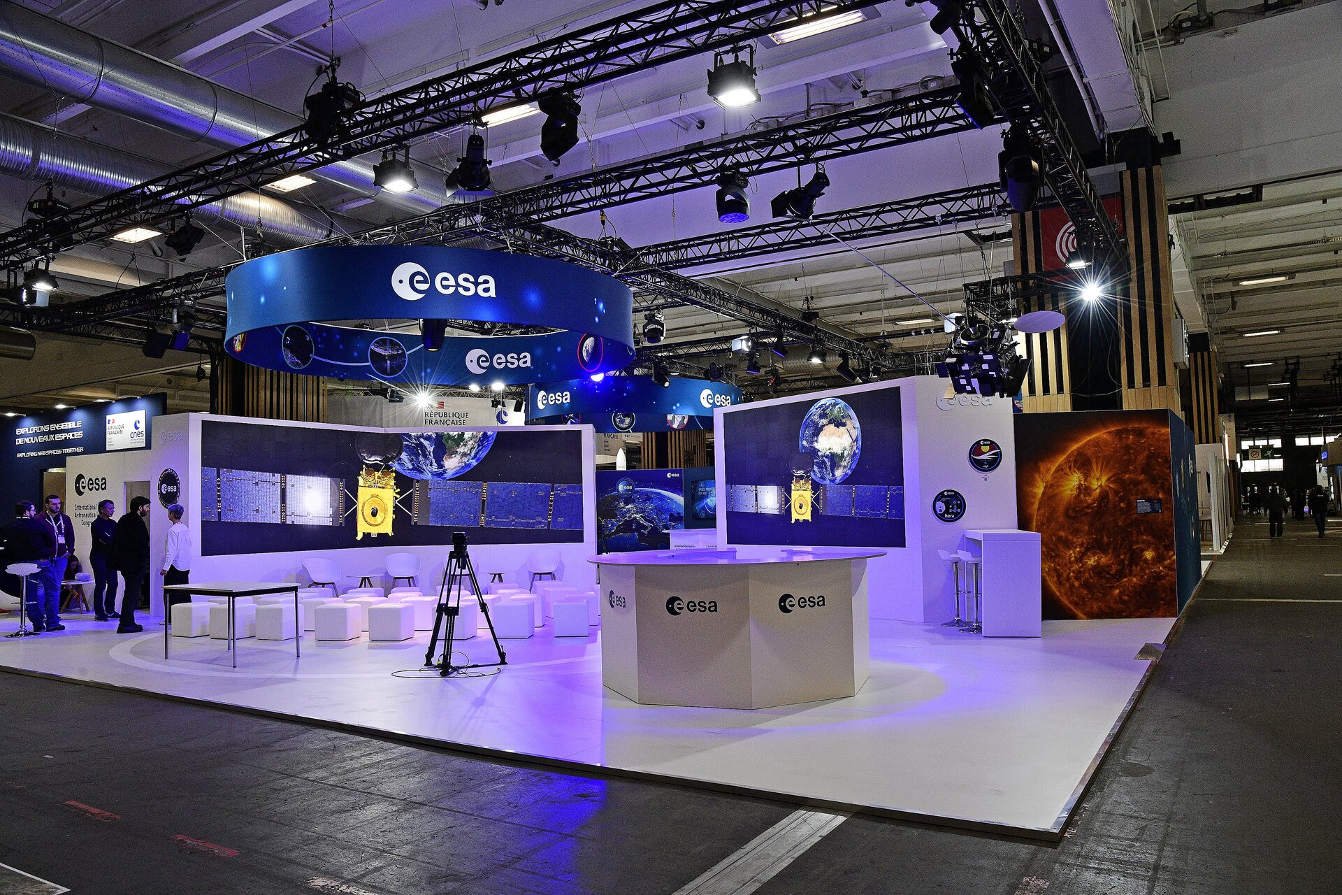 IAC_2022_ESA_s_stand_at_the_Paris_Convention_Centre_pillars
